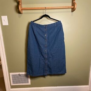 Vintage Denim Button-Front Skirt